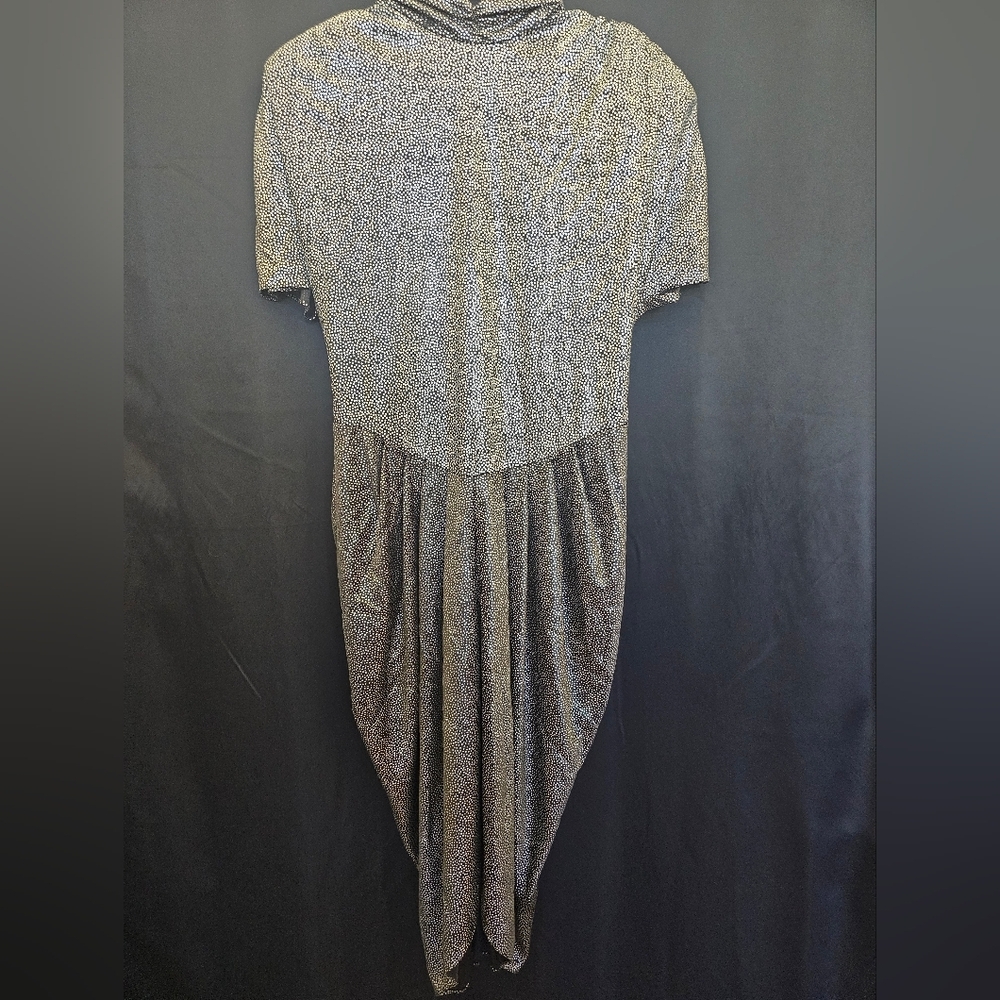 Vintage dress metallic silver dots. Retro. Back and silver, maximalist, cosplay